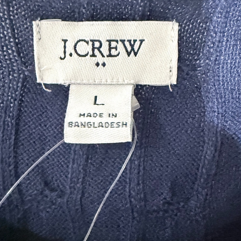 J.Crew Blue Cable Knit Sweater Vest Size L 100% Cotton Classic Preppy - Picture 4 of 7
